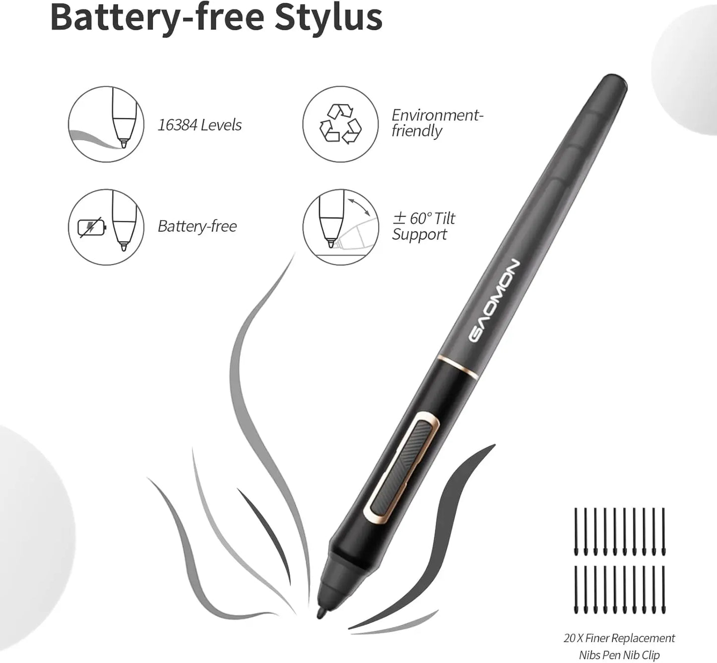 GAOMON WH851 Wireless Graphics Tablet Bluetooth 5.0 Connection 16K Levels Pen Pressure 8x5 Inch Drawing Tablet Android Supported