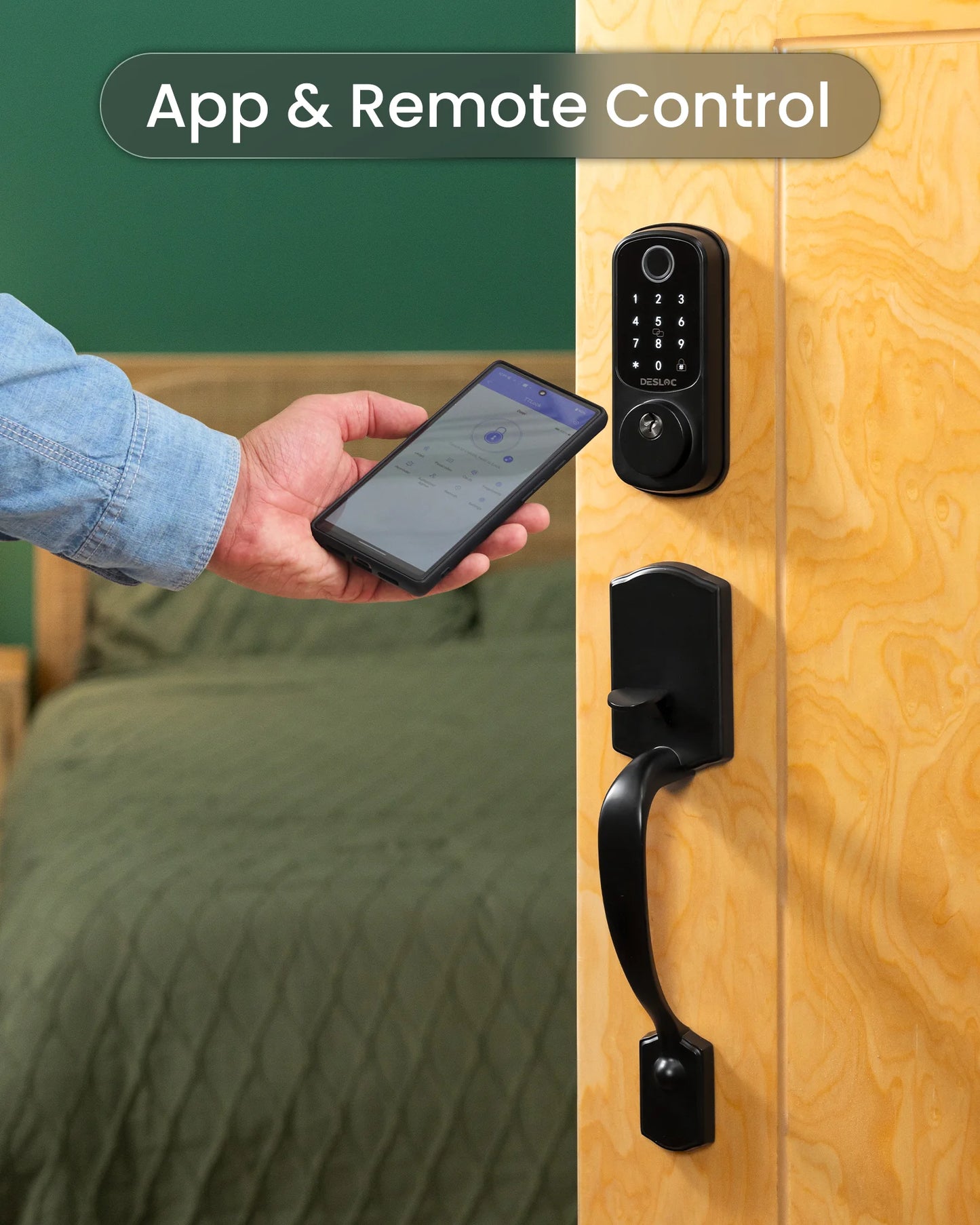 DESLOC B200 Keyless Entry Door Lock with Handle Set, Deadbolt Smart Lock, Electronic keypad Door Lock with Handle, IP54