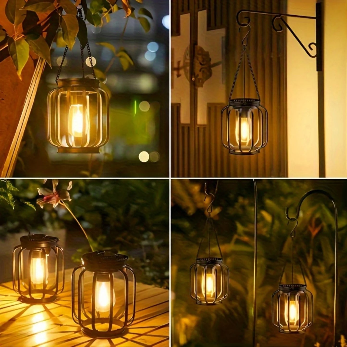2 Pack Brighter Cylindrical Hanging Solar Lights Outdoor, Auto On/Off Outdoor Solar Lights for Yard Garden Patio Pathway Decor