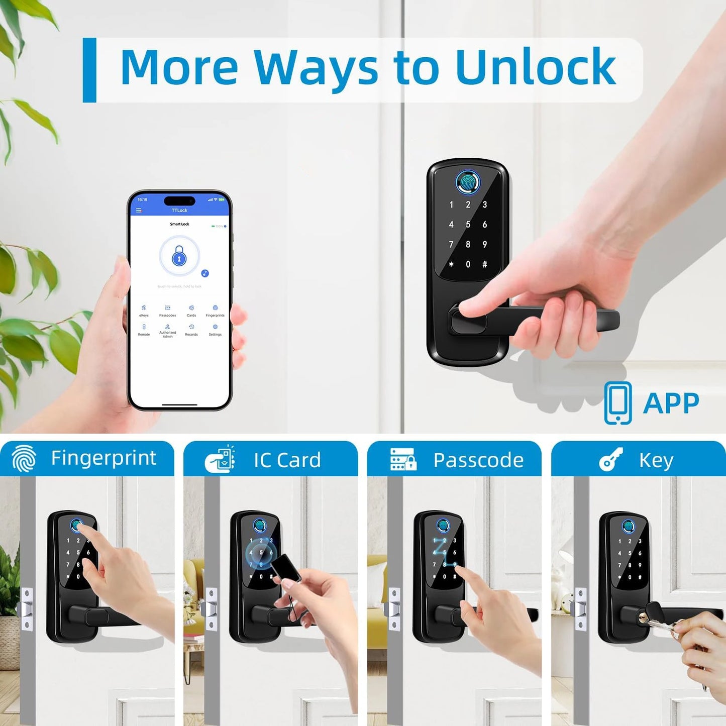 CIEPOJIT Smart Lock 5 In 1 Door Lock Biometric Control