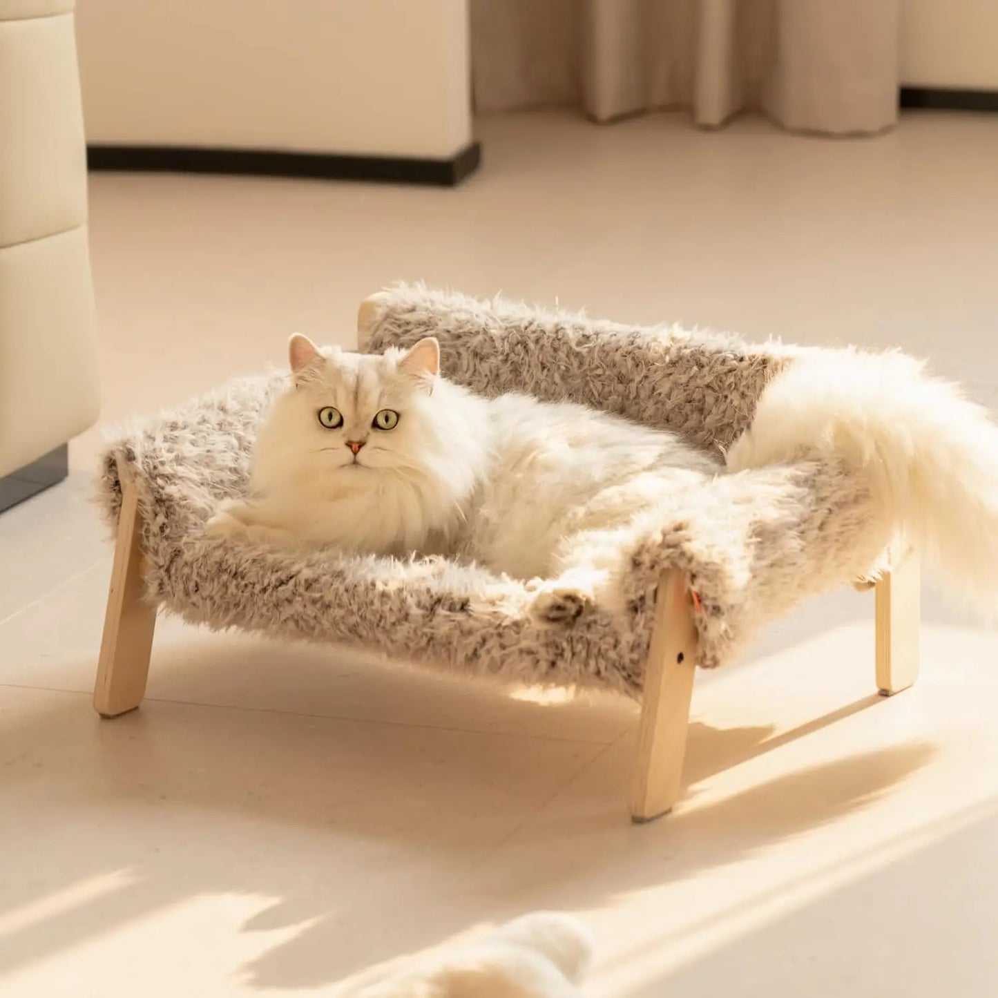 Mewoofun Large Cat Bed Brown-Grey Soft Couch 56x45cm
