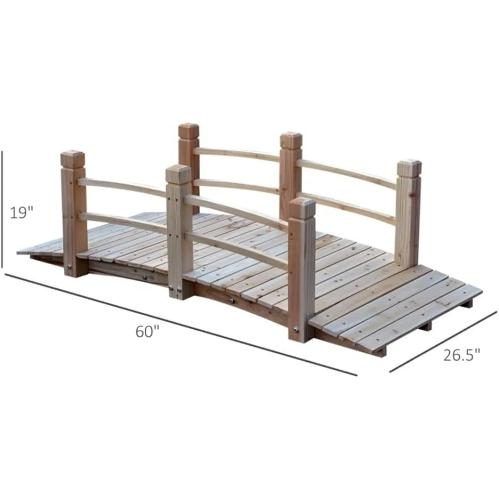 Garden Bridge 5 FT With Double Safety Railings Classic Arc