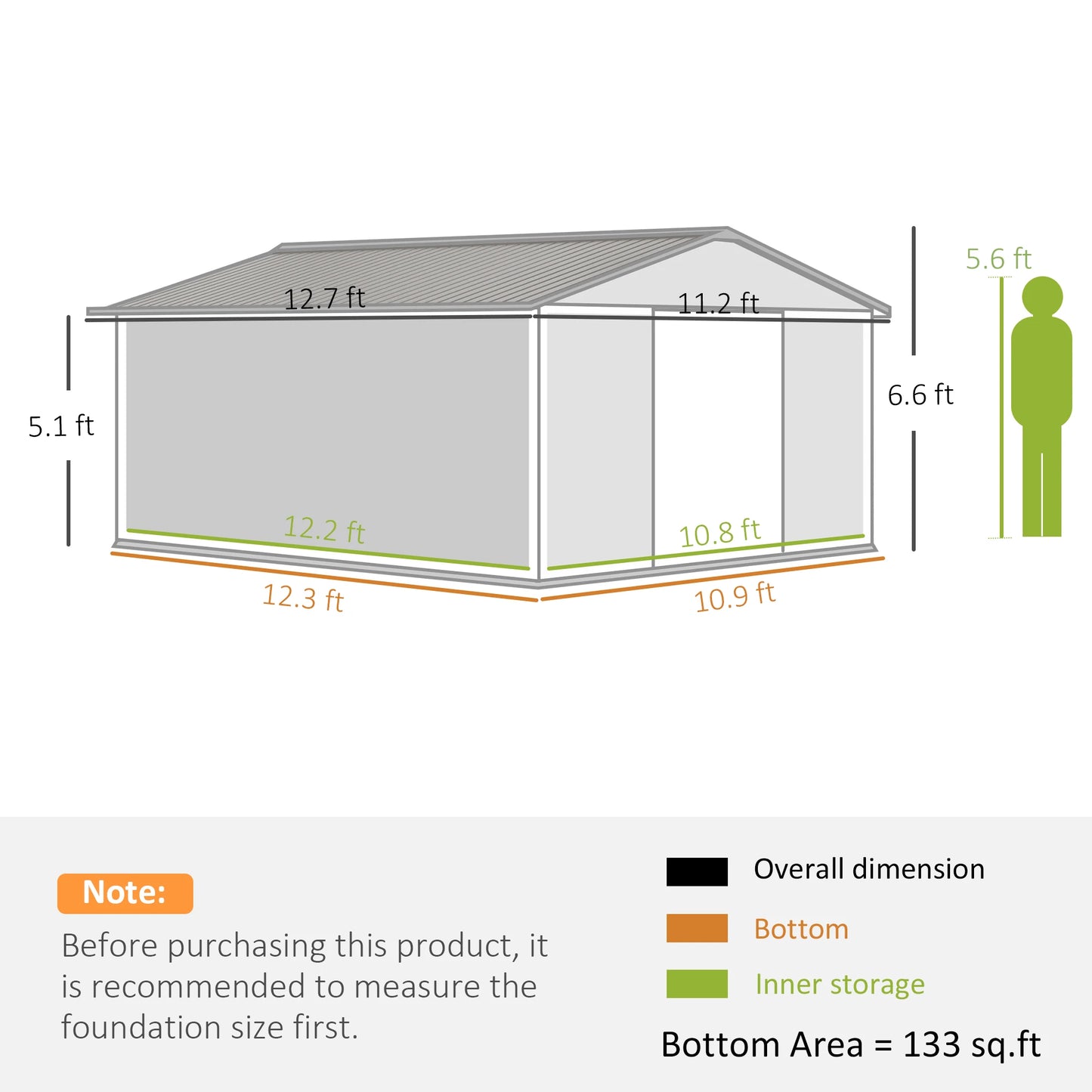 13' X 11' Steel Outdoor Utility Storage Tool Shed for Backyard Garden, Yellow