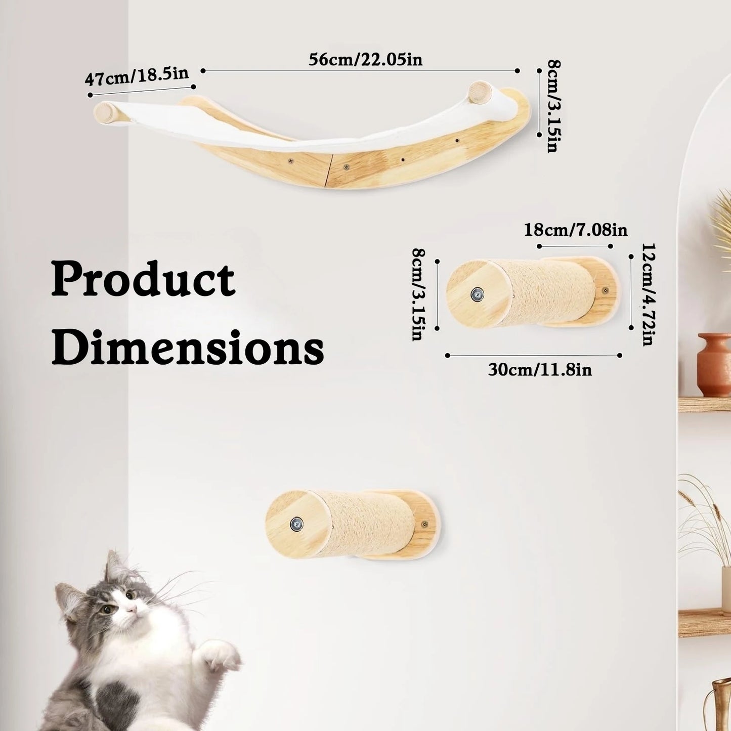 Cat Hammock Wall Mounted Cat Shelf With Two Steps For Cats