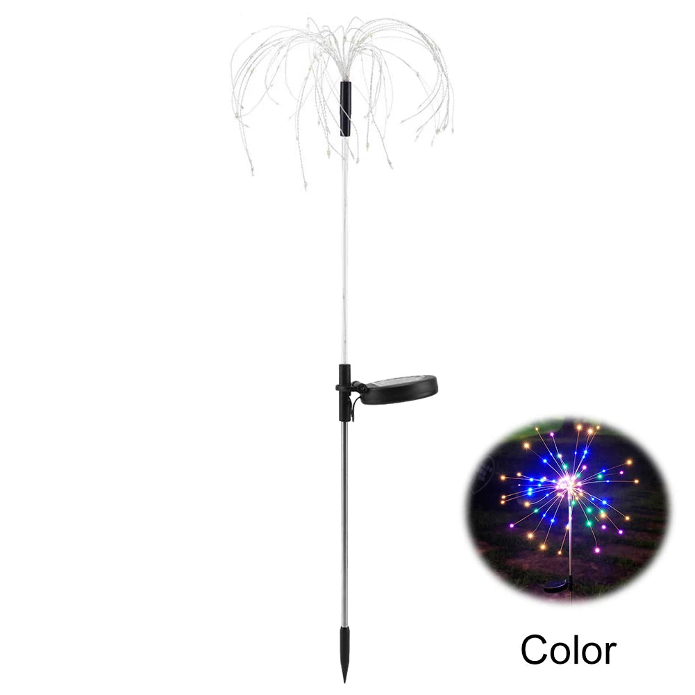2Pcs Solar Fireworks Lights Waterproof Solar Outdoor Garden Lights Solar Fairy Light for Yard Patio Pathway Lawn Flowerbed Decor