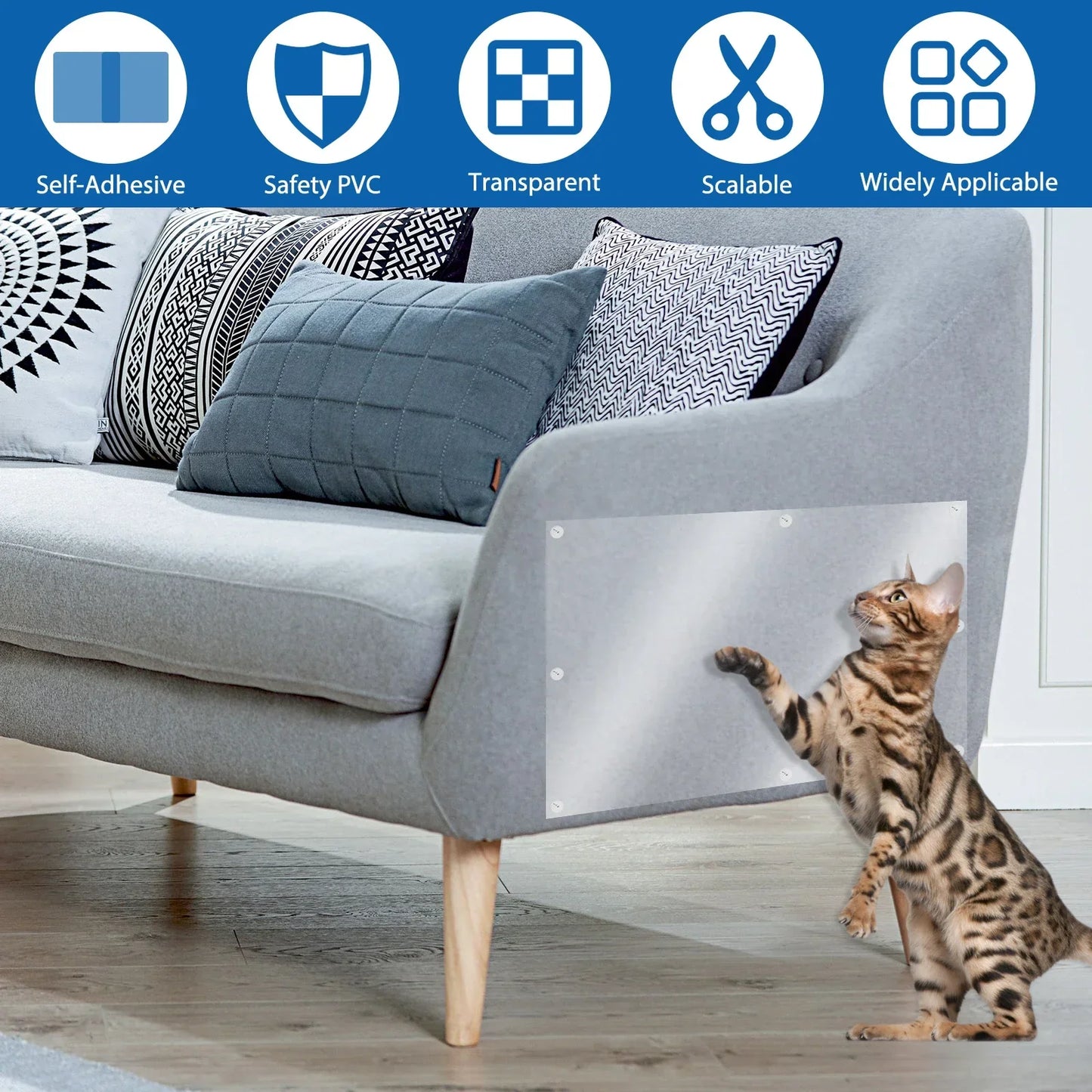 45x500cm Cat Anti Scratch Tape Transparent PVC Self-Adhesive