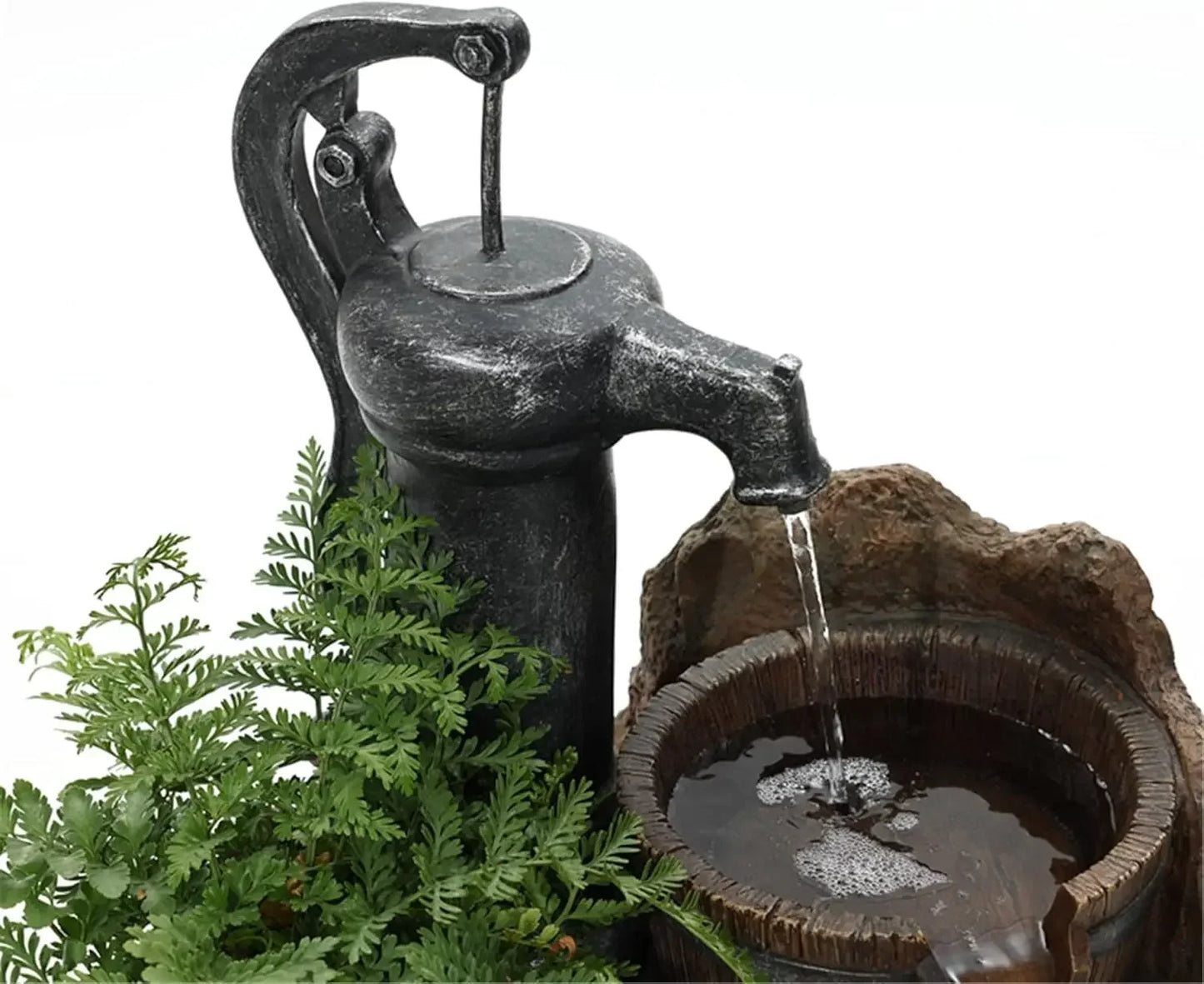 Glenville Water Pump Cascading Water Fountain, Brown/Black