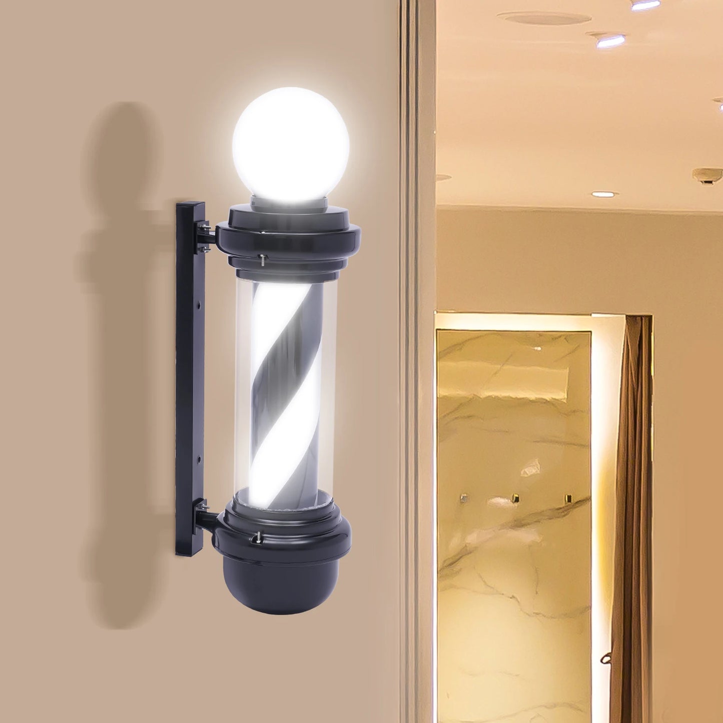 Barbershop Rotating Pole Led Light Hair Salon Stripes With Hanging Bracket Outdoor Sign Light Rainproof Waterproof Save Energy