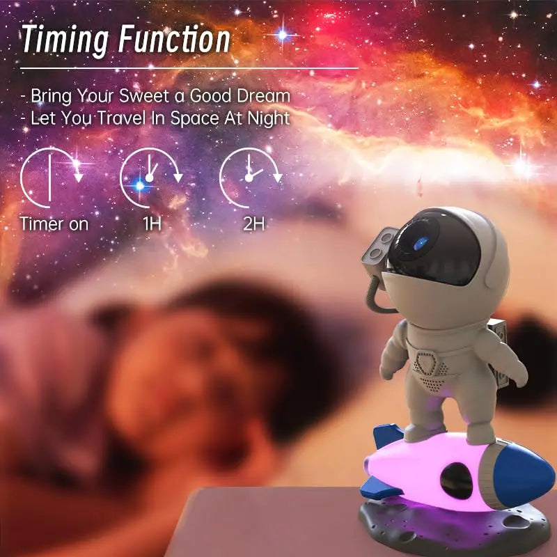 2-in-1 Rocket Astronaut Galaxy Starry Projector Night Light, 360° Rotate Planetarium Nebula LED Lamp For Kids Home Bedroom Gift