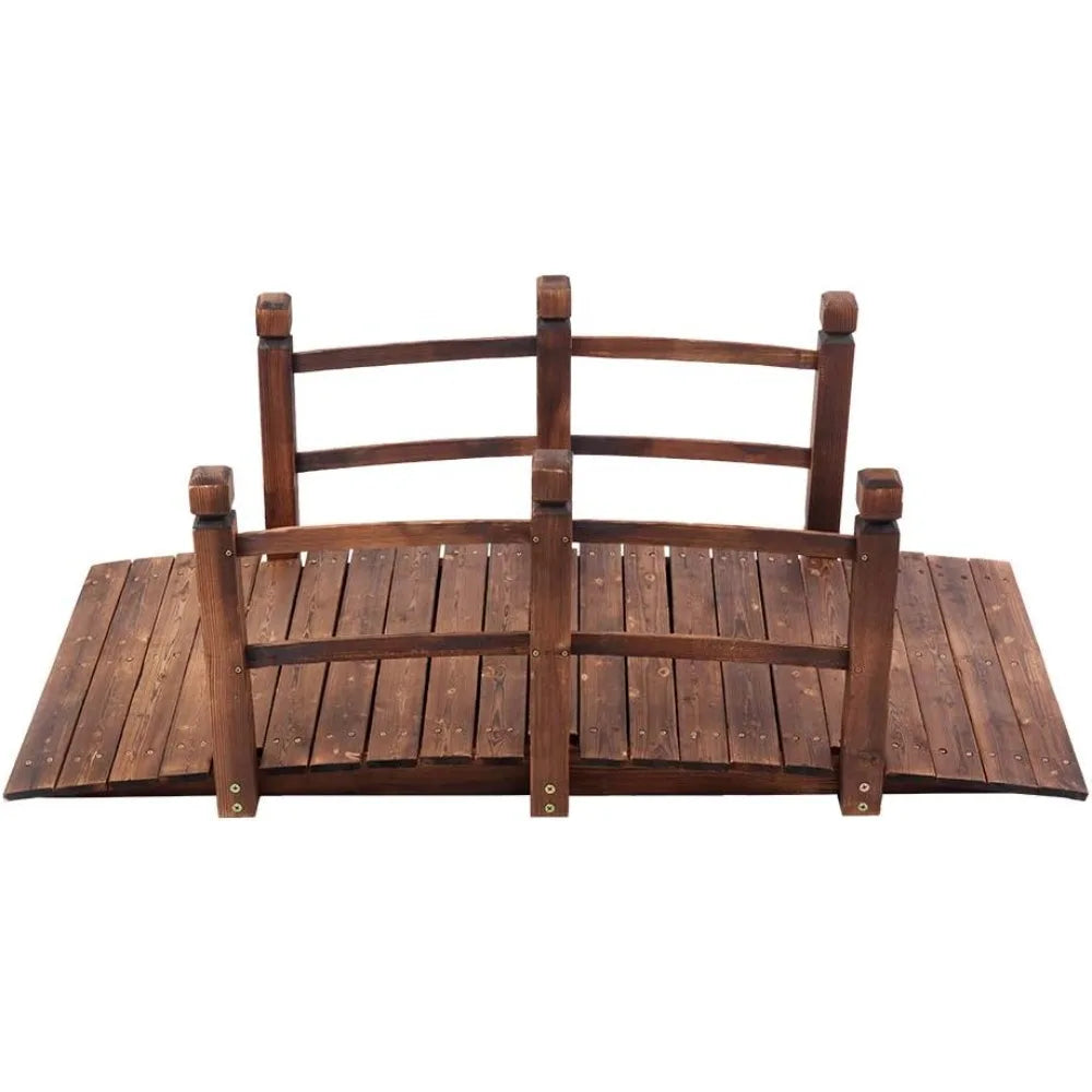 Garden Arch Bridge 5FT Wooden Footbridge Decorative Backyard Bridge, Garden Yard,Garden Bridge Arc Walkway 59"L x 26.38"W x 22"H