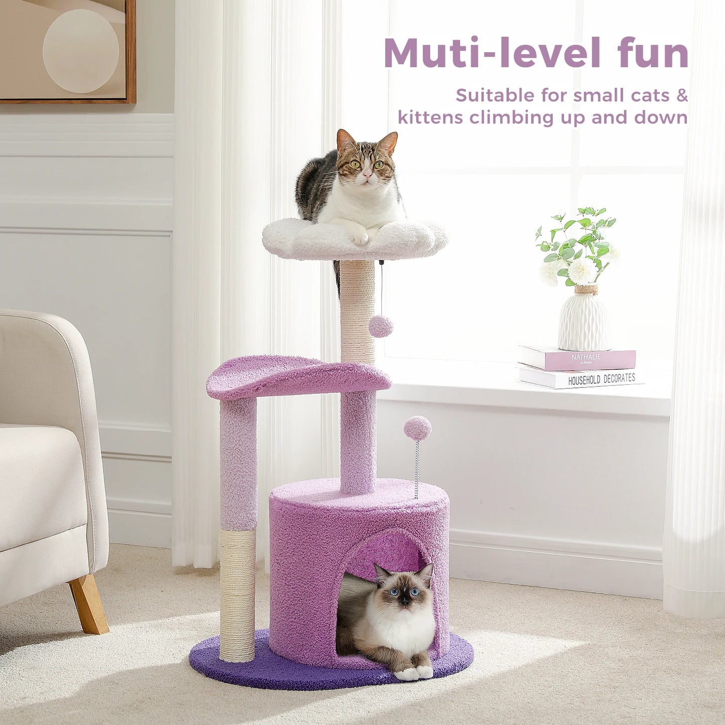 Cactus Cat Tree with Curved Perch Cozy Cat Condo Tower