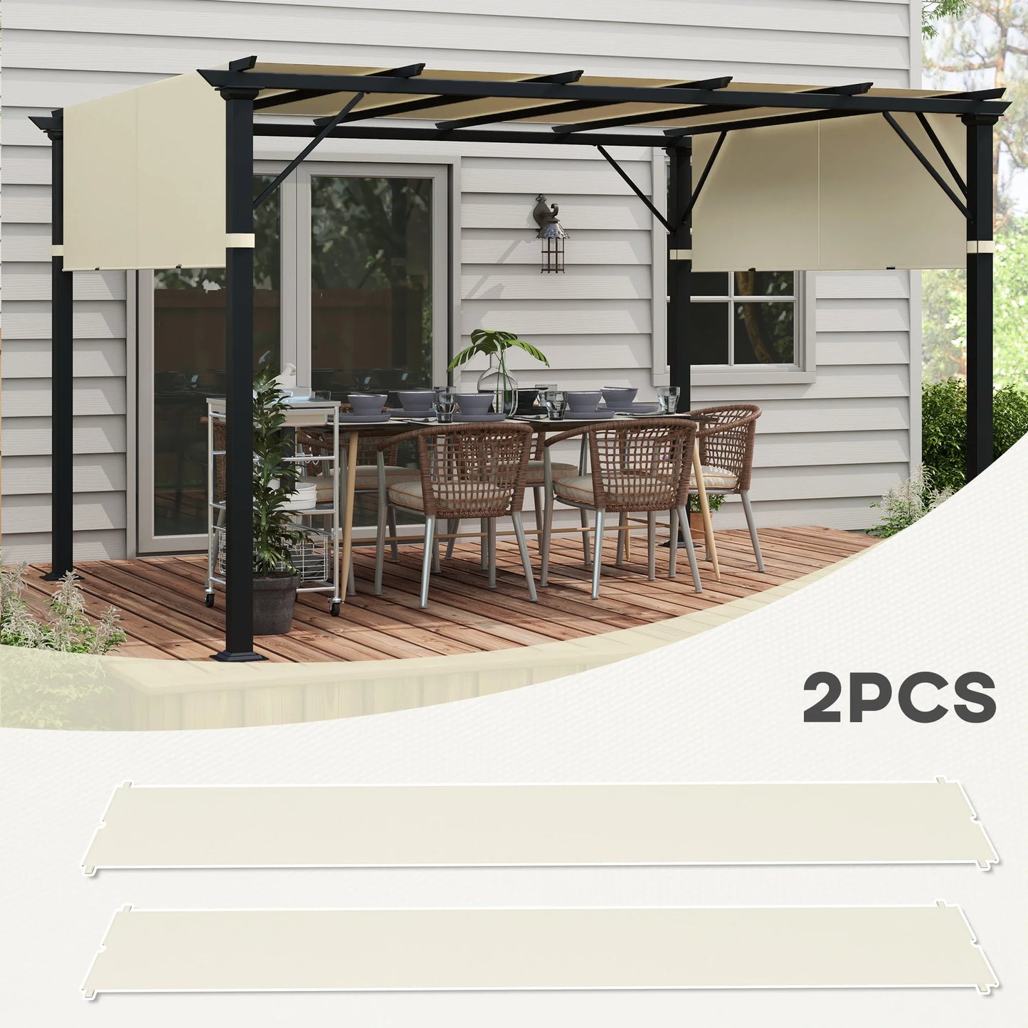 Outsunny 2 Pcs Pergola Shade Cover, Pergola Canopy for 10 X 11.8ft Pergola