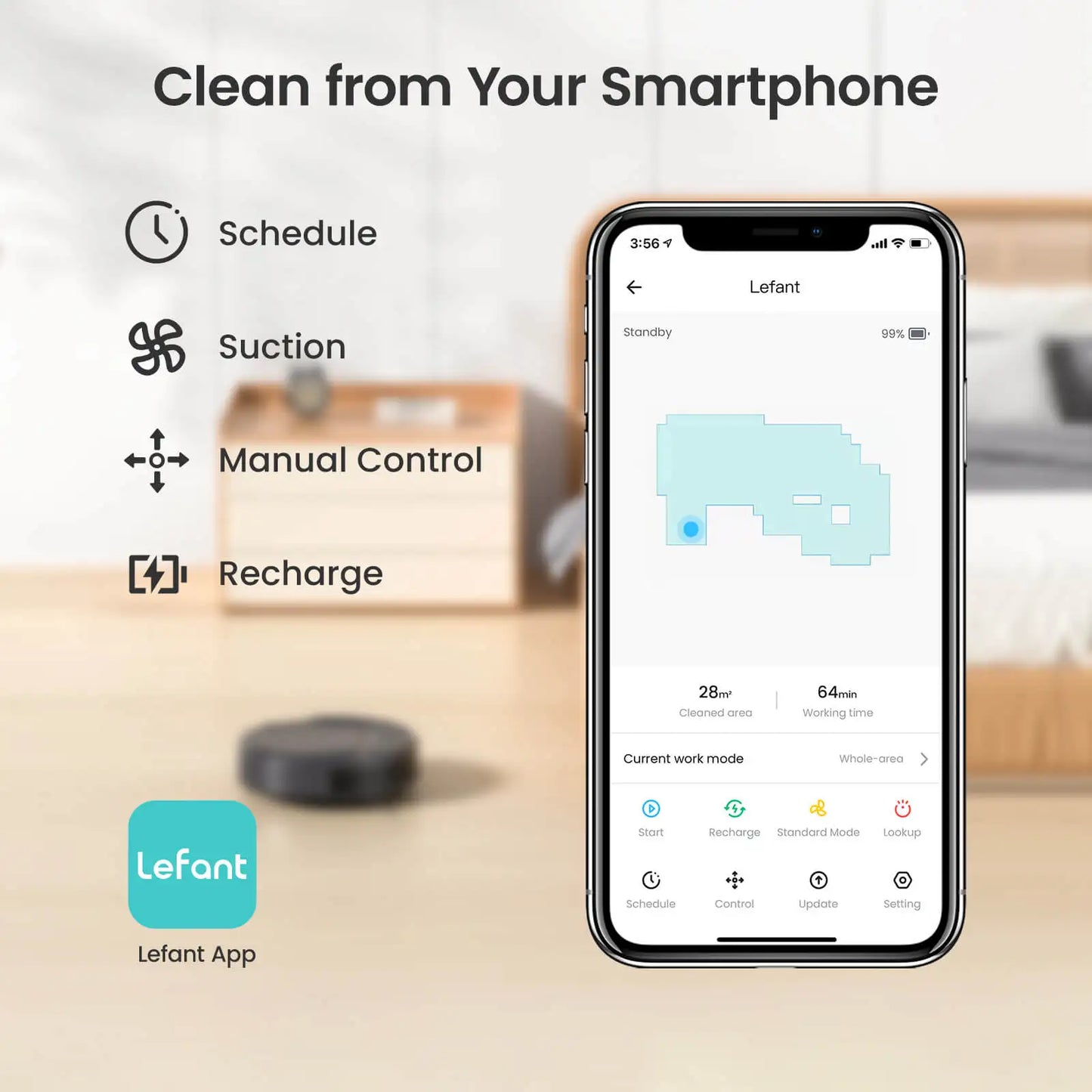Lefant M210Pro Robot Vacuum Cleaner Suck and Sweep 2-in-1 Mini App/Google/Alexa Control 6 Cleaning Modes for Pet Hair Hard Floor