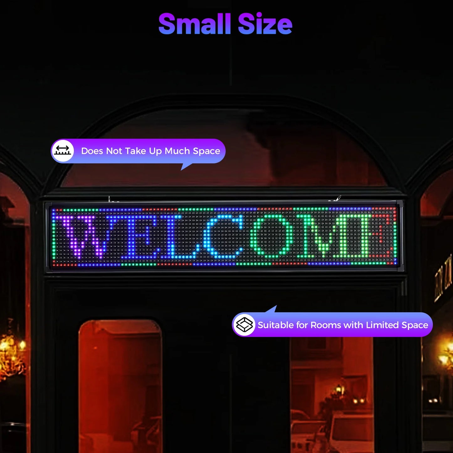 Small 40"x8"x2" LED Scrolling Sign Programble Digital Advertising Seven-color Display Board Selectable Lighting Modes Widely Use