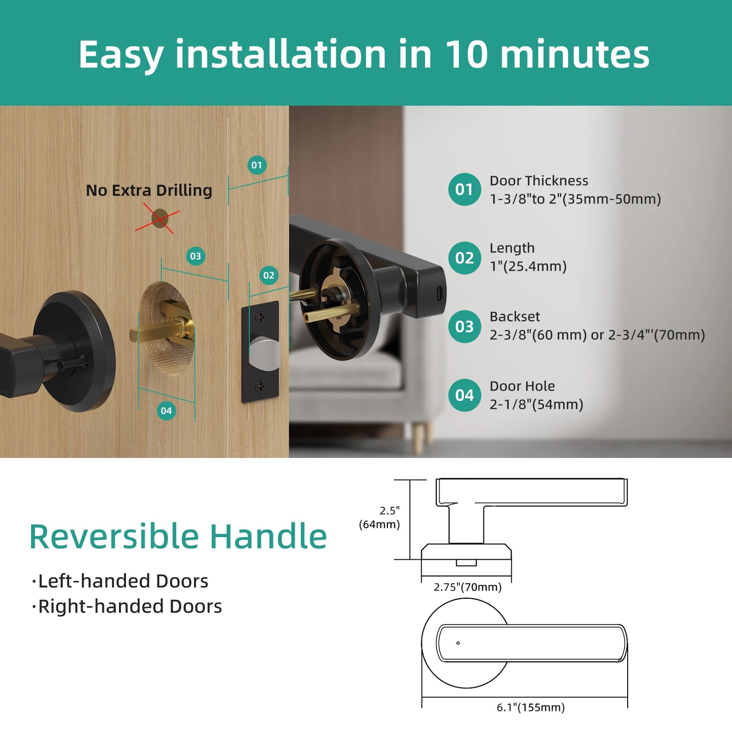 Viladepot Smart Lock Fingerprint Door Lock App Remote Control