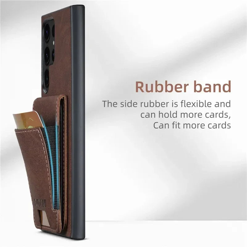 Luxury Shockproof Leather Wallet Flip Phone Case For Samsung S24 S23 S22Ultra Plus Magnetic Cover For Galaxy Note20 Ultra