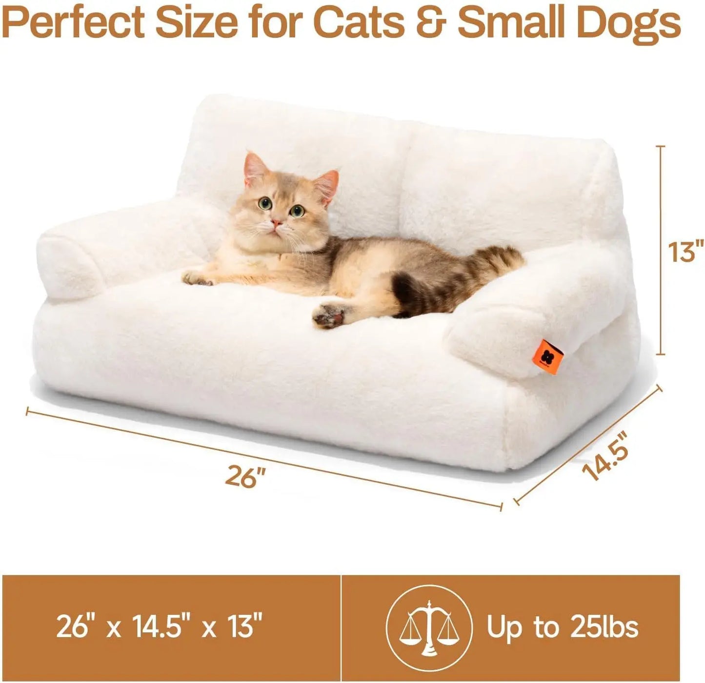 Mewoofun Pet Couch Bed 26x19 Washable Cat Beds Black White