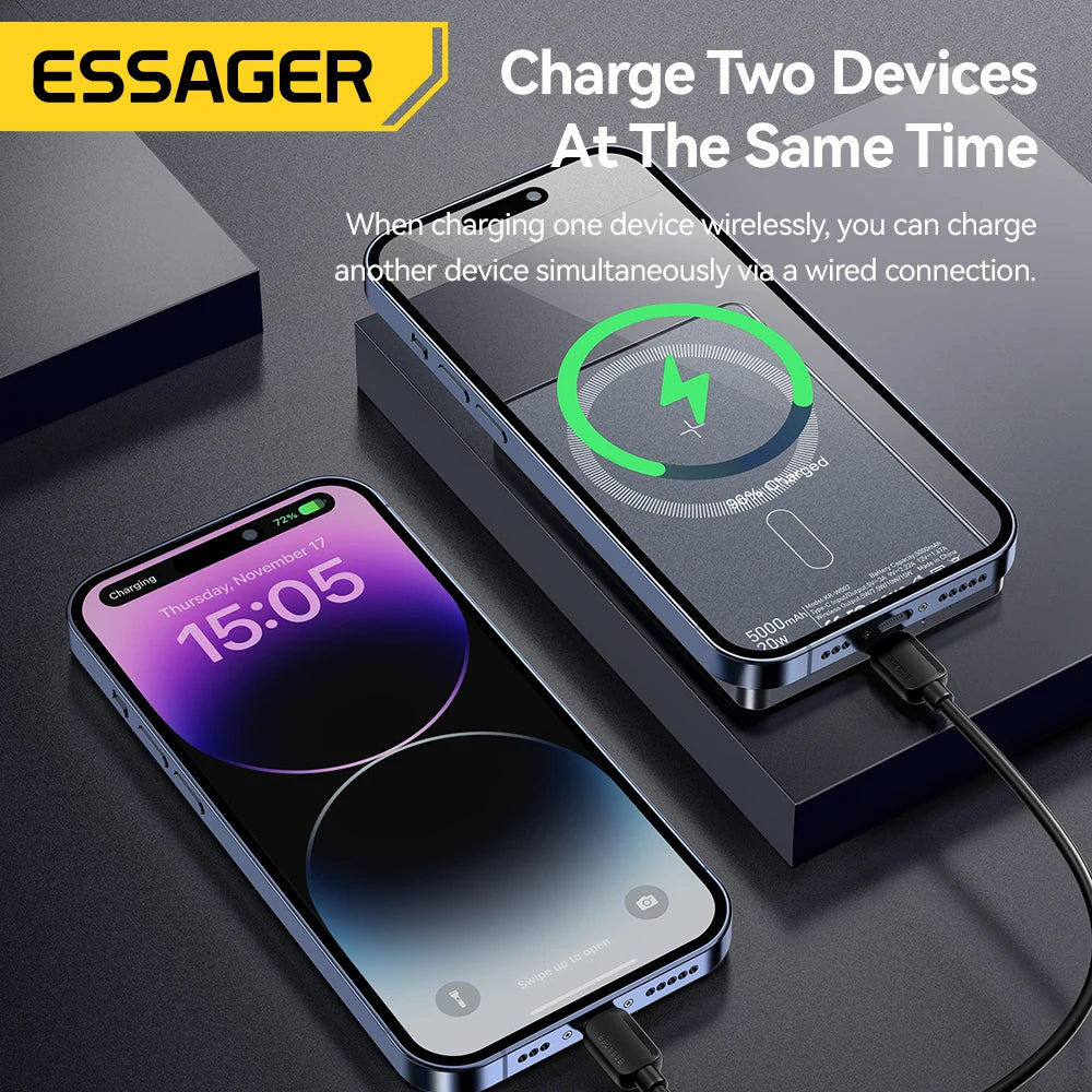 Essager Thin Wireless Power Bank Magnetic 20W 5000mAh Fast Charging