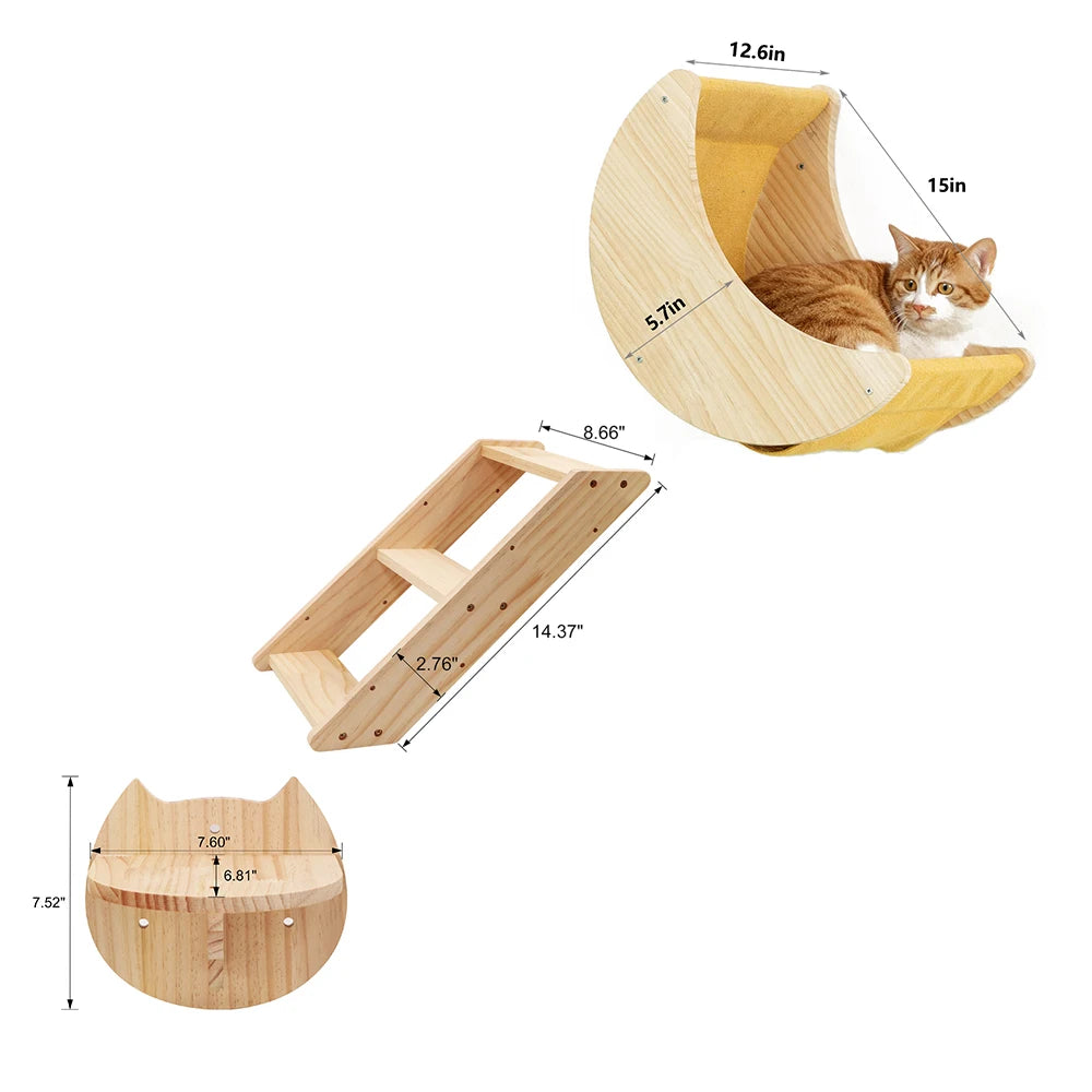 Cat Shelf Wall Hammock Climbing Shelves Moon Shaped Perches