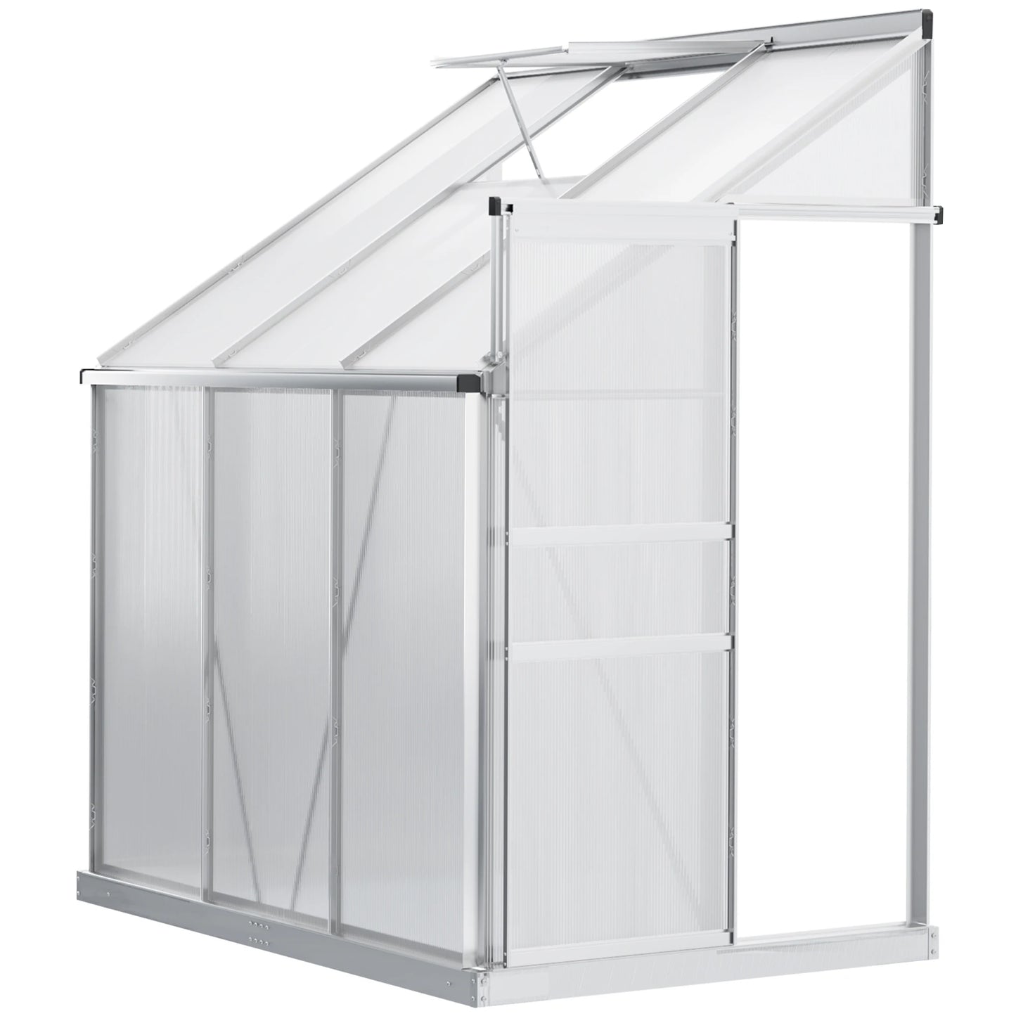6' X 4' Walk-In Garden Polycarbonate Greenhouse Kit W/ Adjustable Vent, Clear