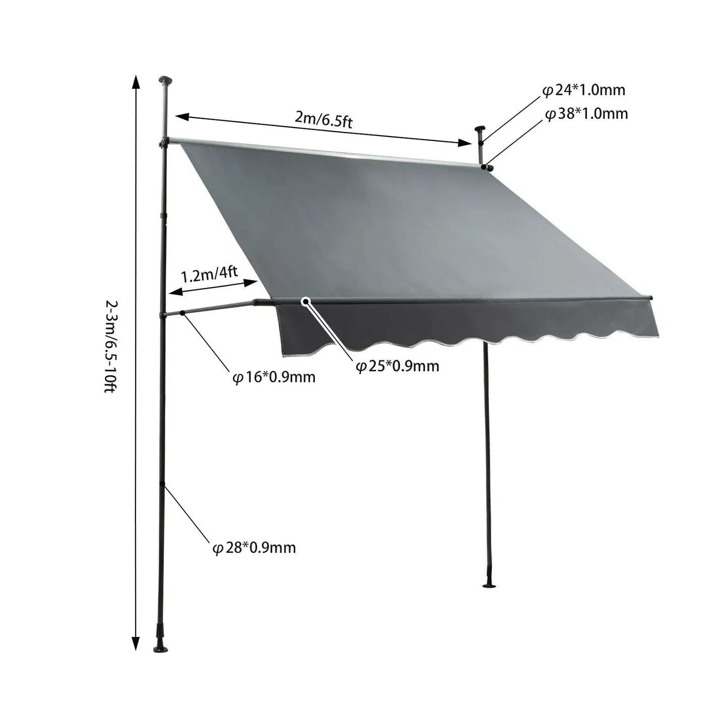 Patio Awning Tarpaulin 49.61*5.91*5.91in Shading Rain Protection Retractable Awning Sunshade Shelter