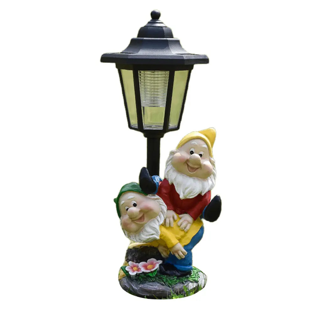 Solar Hexagonal Garden Lamp Resin Cute Figurine Light Animal/Child/Gnome Hexagonal Decorative Lamp Courtyard Decoration