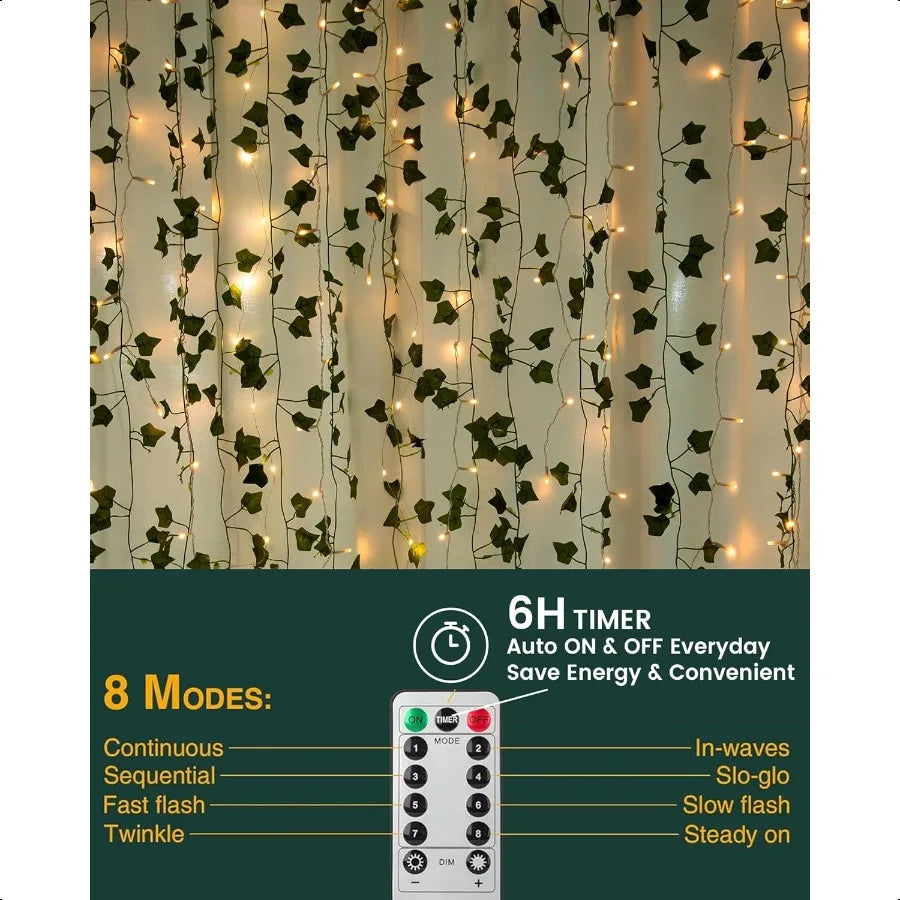 84Ft 12 Pack Artificial Ivy Garland Fake Plants Ivy Vines Leaves with CE Certified 80 LED String Lights Hanging Ivy Lights for