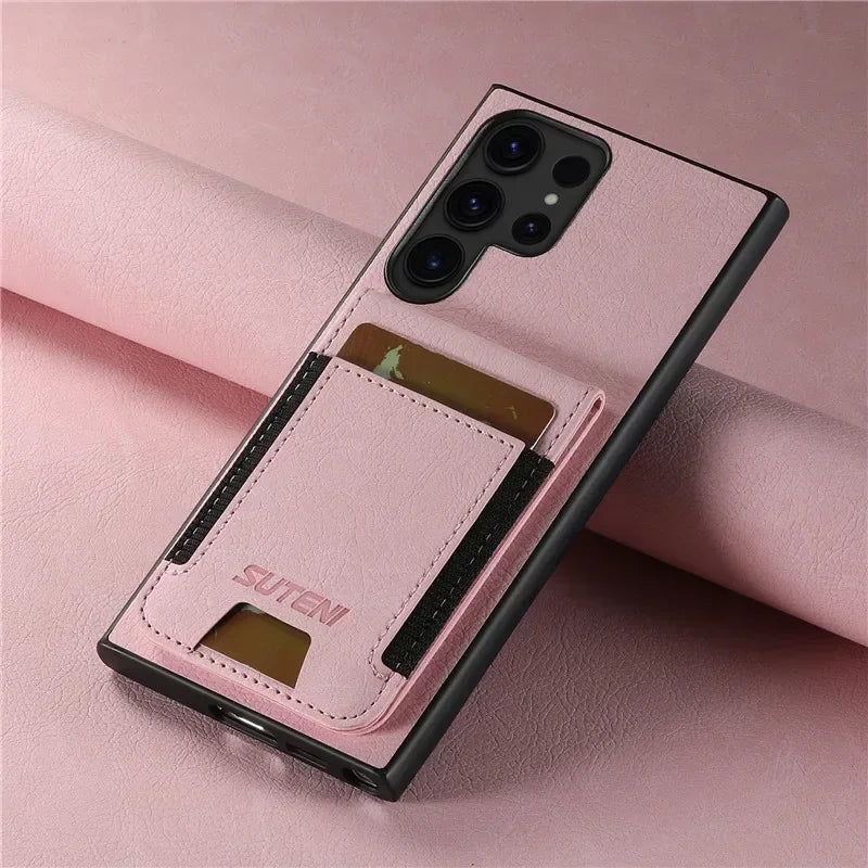 Luxury Shockproof Leather Wallet Flip Phone Case For Samsung S24 S23 S22Ultra Plus Magnetic Cover For Galaxy Note20 Ultra