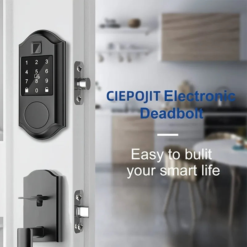 CIEPOJIT Smart Fingerprint Deadbolt Smart Door lock Electric Lock with Latch Auto Lock Key/Password/ TTLOCK APP