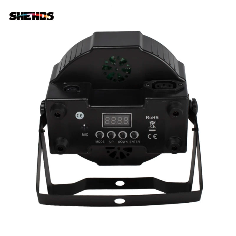 SHEHDS 1pcs LED Flat Par RGBWA+UV 7x18W DMX512 Light Stage Light For Home Entertainment Performances Club Party Stage