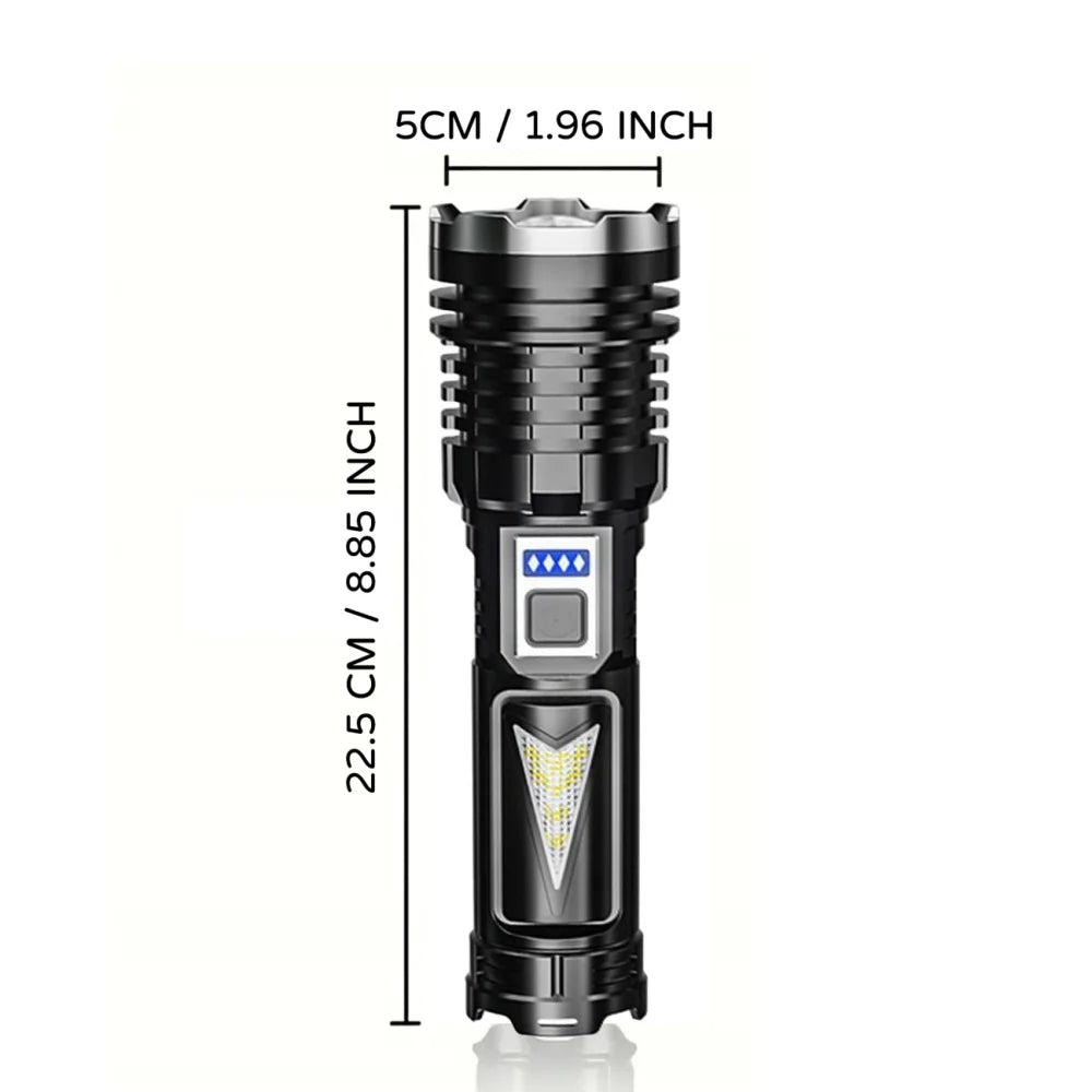 High Strong Light USB Rechargeable LED Flashlight Built-in Battery Tactical Torch for Outdoor Camping Hiking