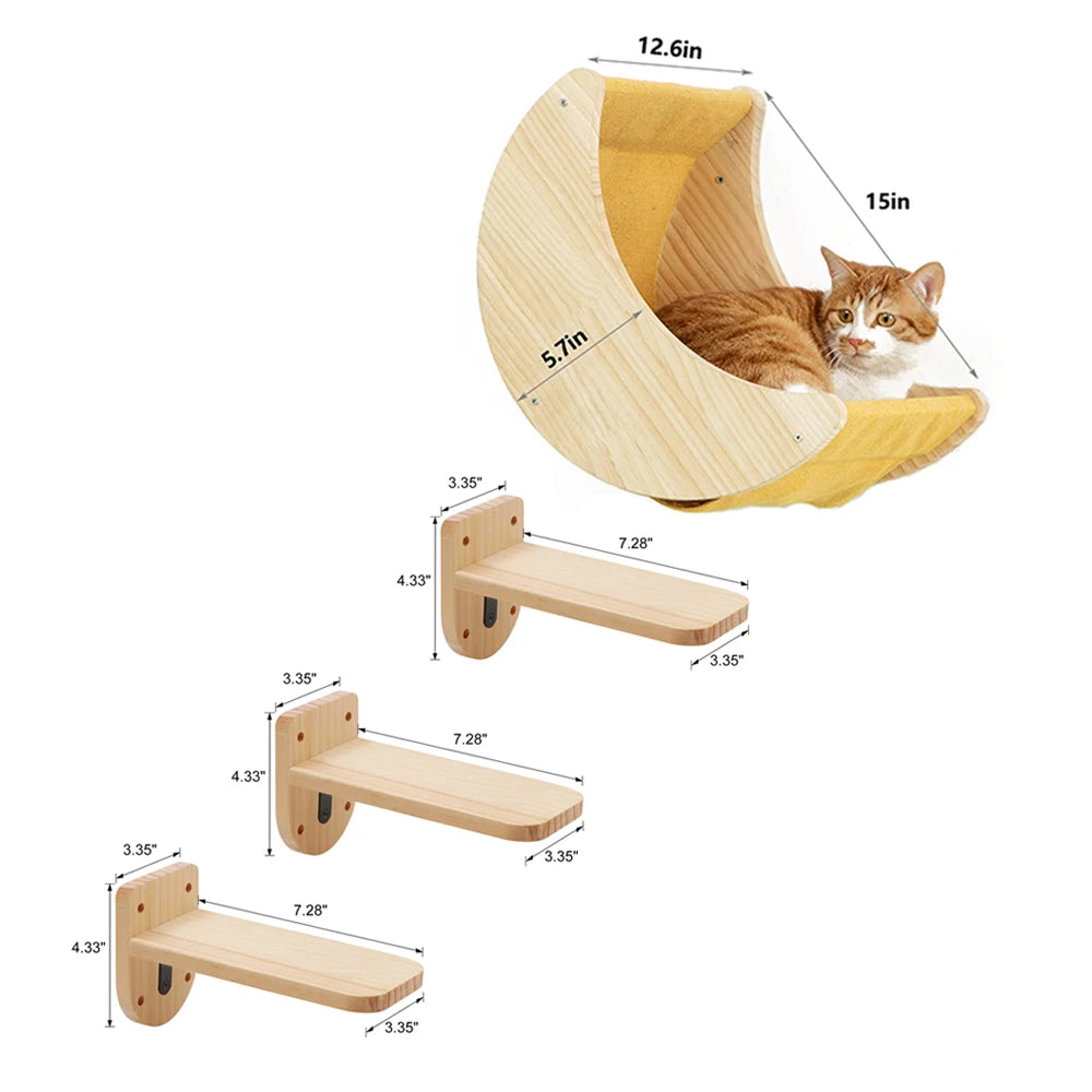 Cat Shelf Wall Hammock Climbing Shelves Moon Shaped Perches