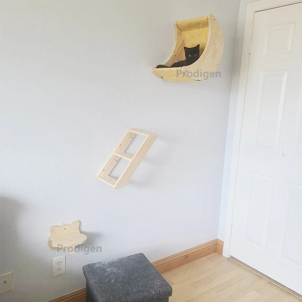 Cat Shelf Wall Hammock Climbing Shelves Moon Shaped Perches