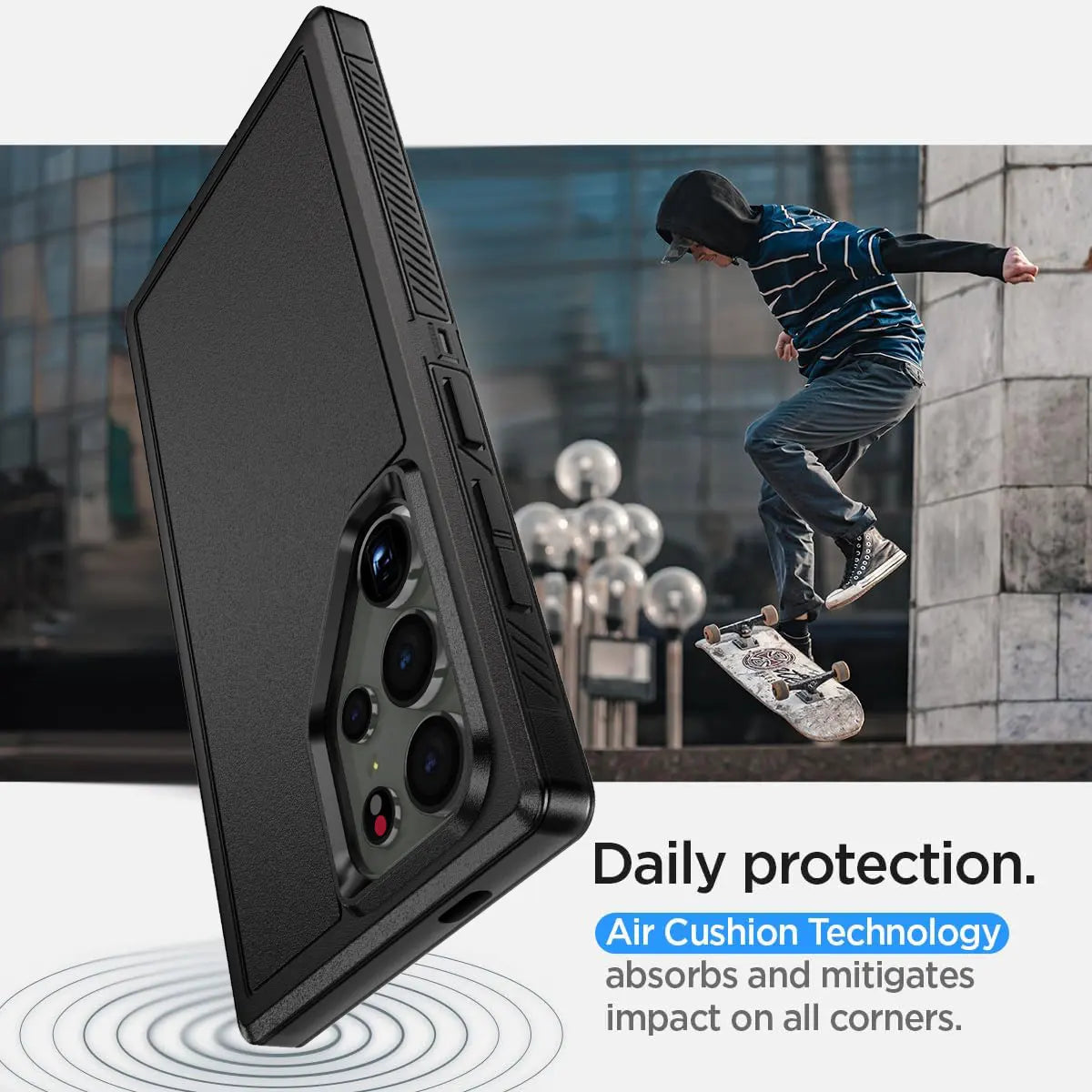 For Samsung Galaxy S23 Ultra 5G Dual Layer Case Slim Thin Hybrid Rugged Hard Shockproof Phone Cover Black