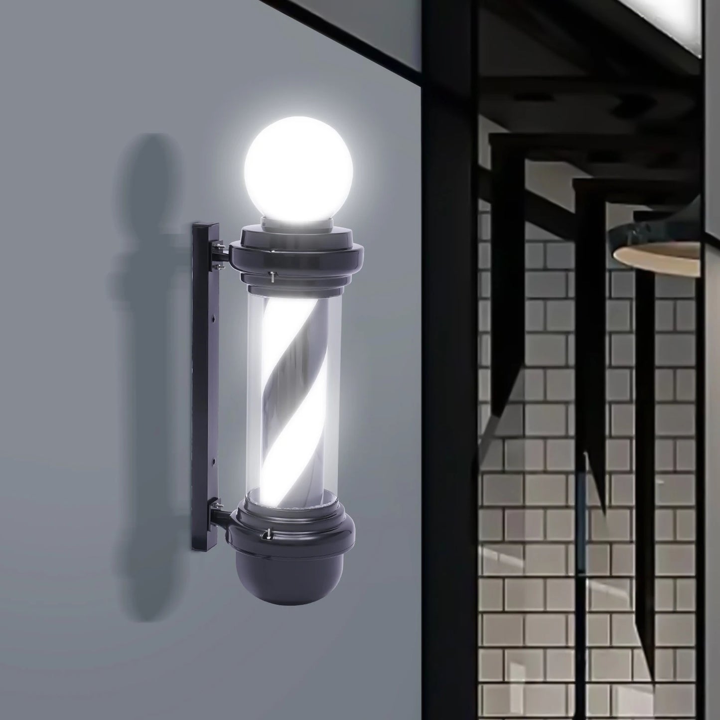 Barbershop Rotating Pole Led Light Hair Salon Stripes With Hanging Bracket Outdoor Sign Light Rainproof Waterproof Save Energy