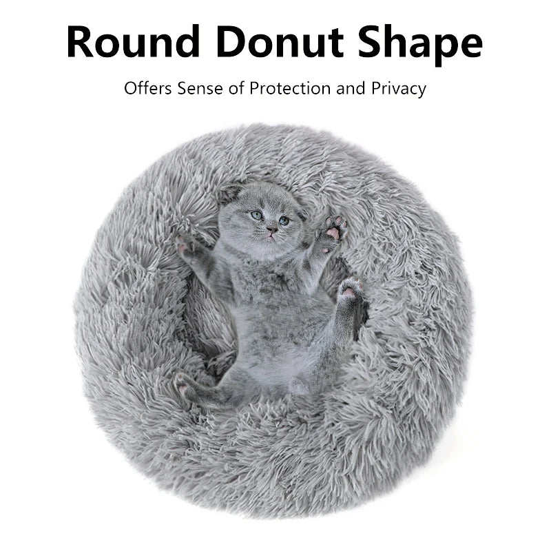 40-100cm Fluffy Pets Large Round Dog Bed Super Warm Soft Cat House
