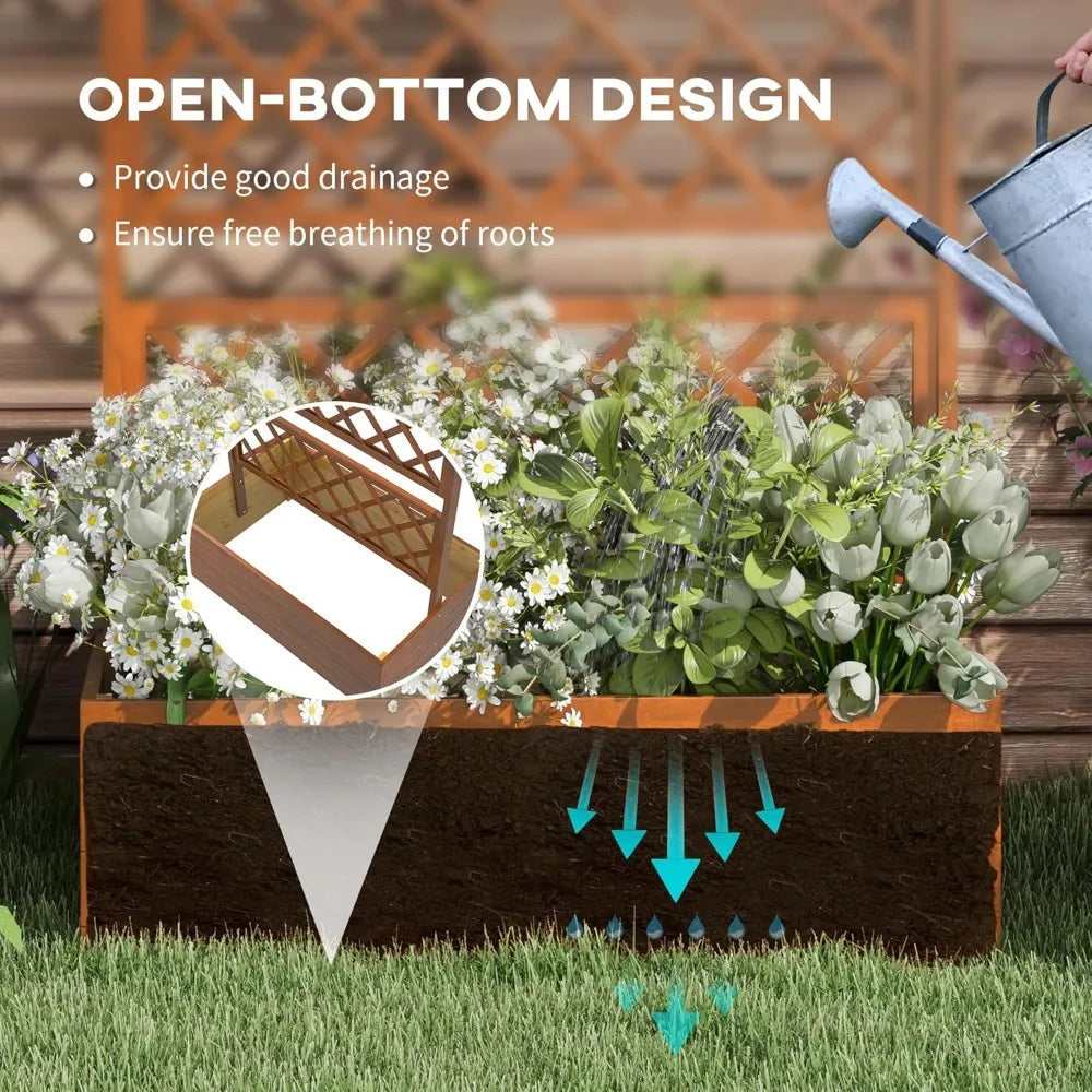 Wood Planter with Trellis, Raised Garden Bed Privacy Screen Planter Box for Climbing Plants, Vines, Vegetables