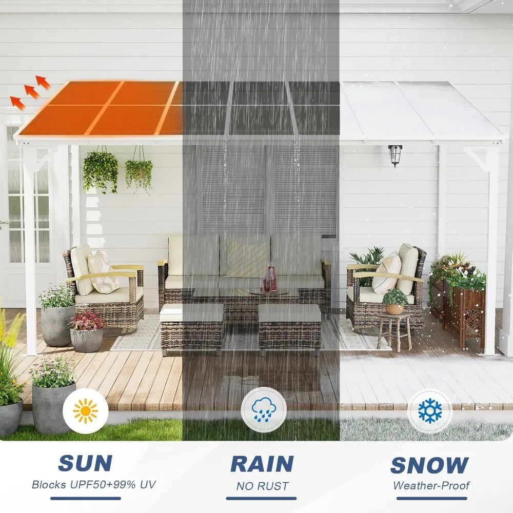 10' X 14' Gazebo Wall Mounted Lean To Metal Awnings Pergola