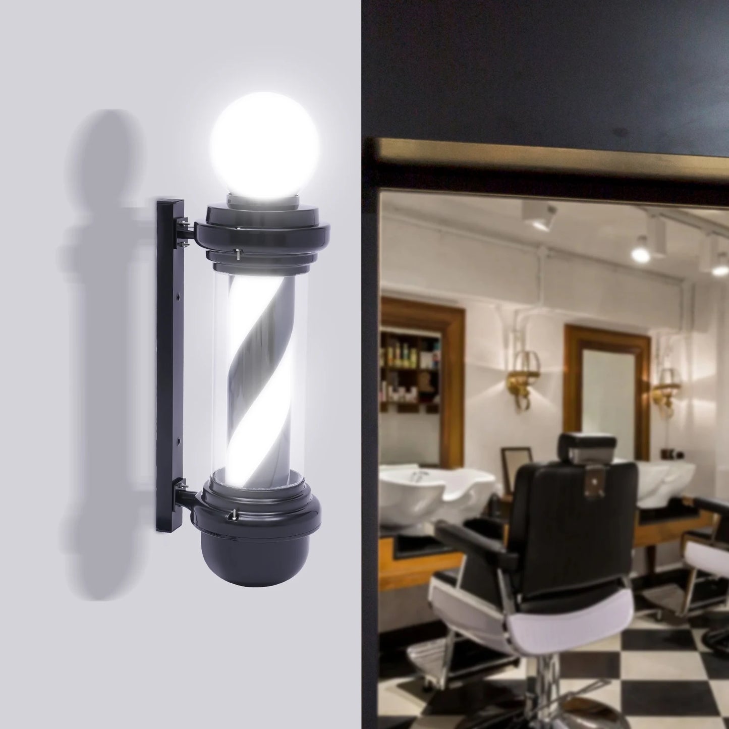 Barbershop Rotating Pole Led Light Hair Salon Stripes With Hanging Bracket Outdoor Sign Light Rainproof Waterproof Save Energy