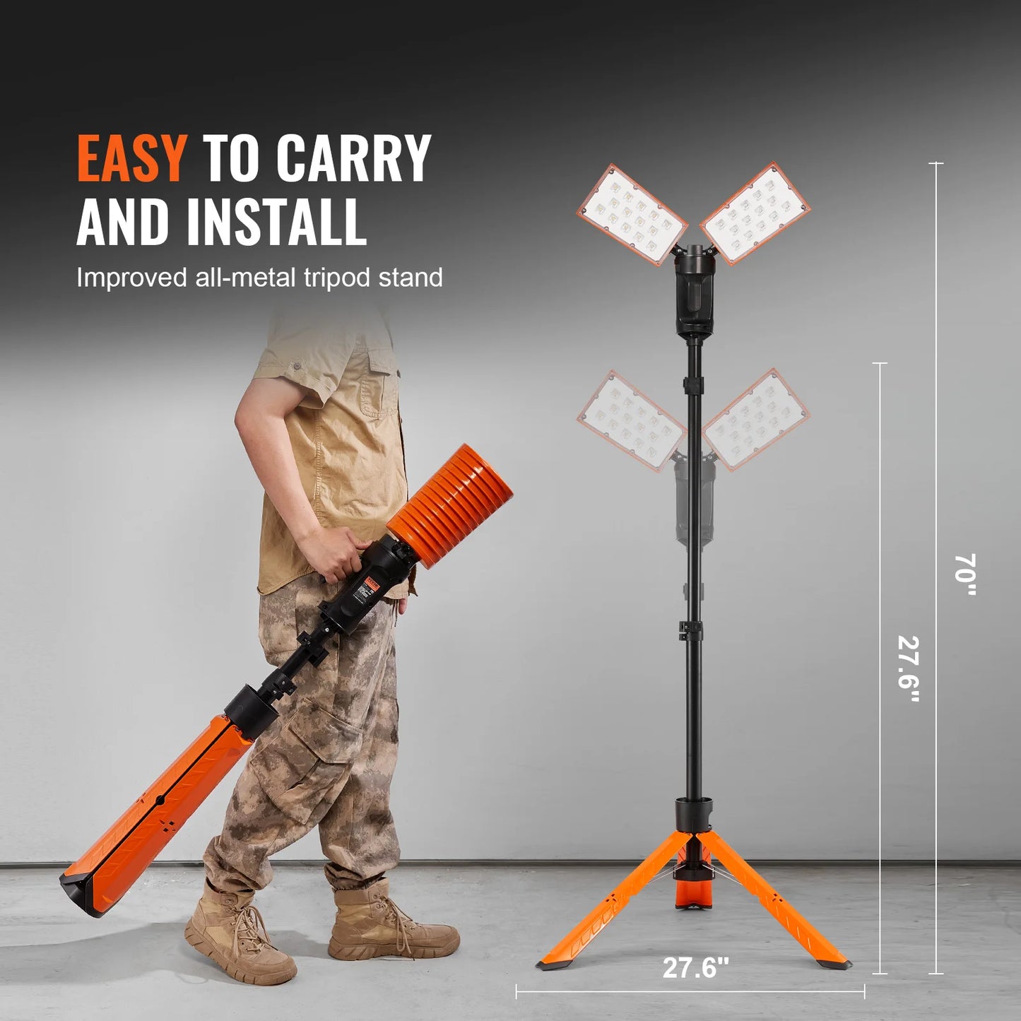 VEVOR Led Work Light Rechargeable 2500lm Brightness & Temperature Adjustment Portable with Remote Control