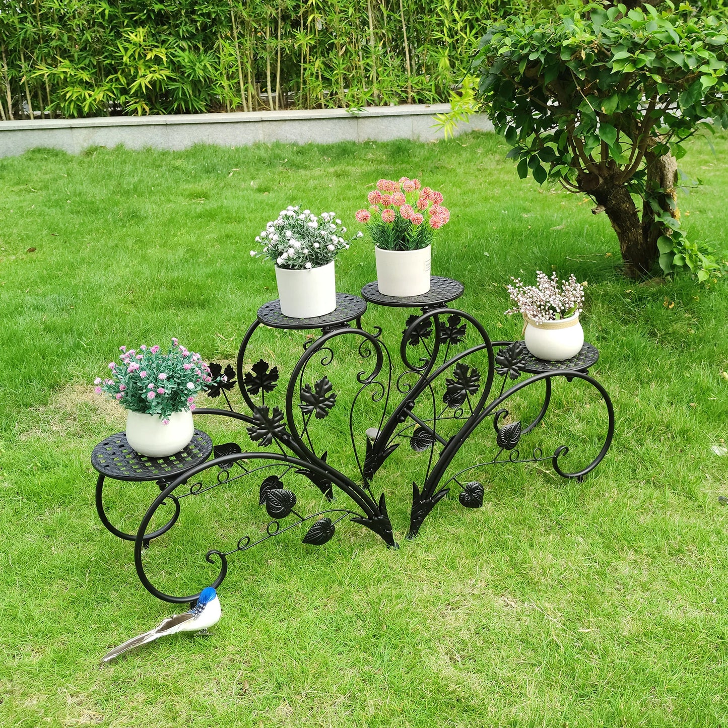 1 Pair of Tall Metal Plant Stands Elegant Iron Flower Pot Holder
