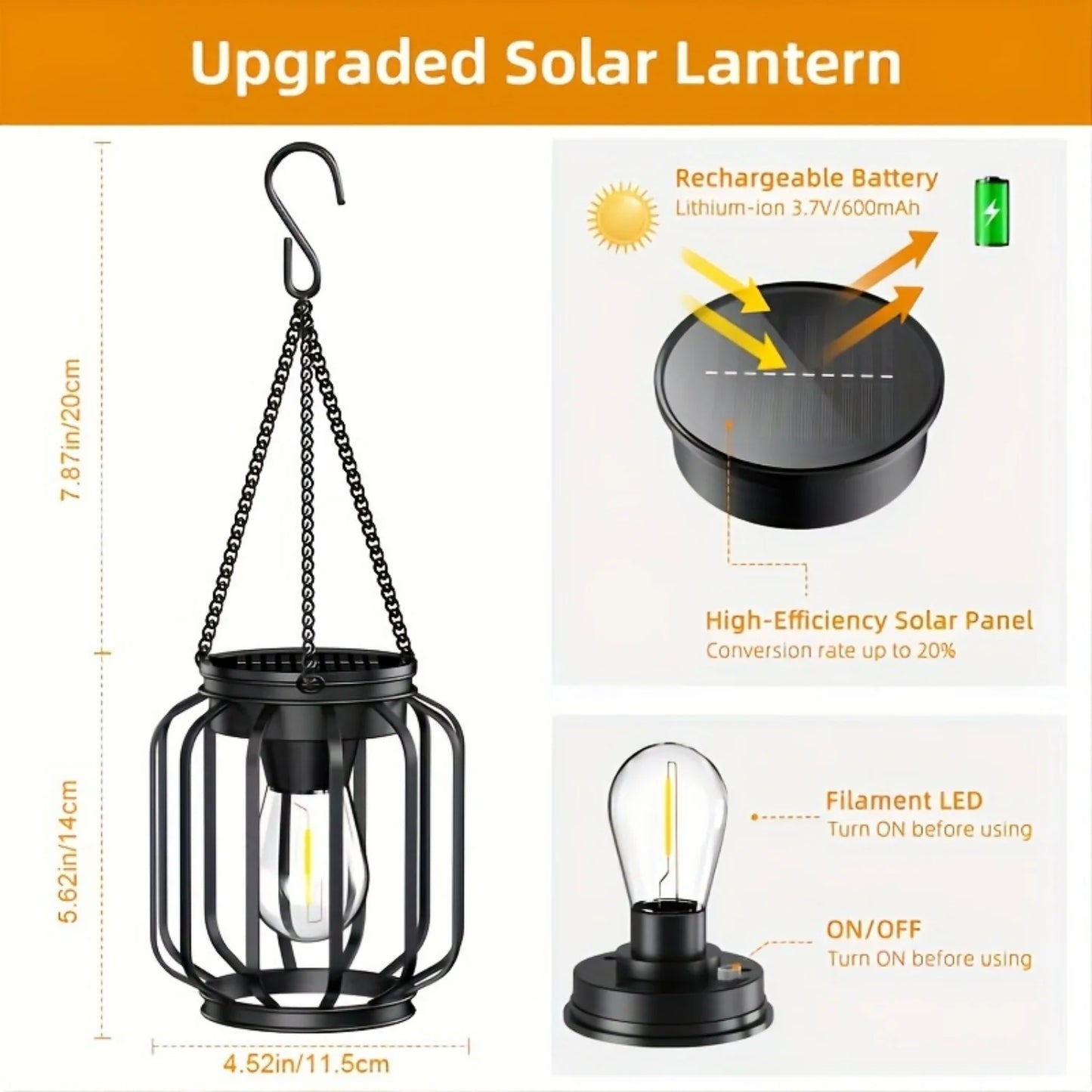 2 Pack Brighter Cylindrical Hanging Solar Lights Outdoor, Auto On/Off Outdoor Solar Lights for Yard Garden Patio Pathway Decor