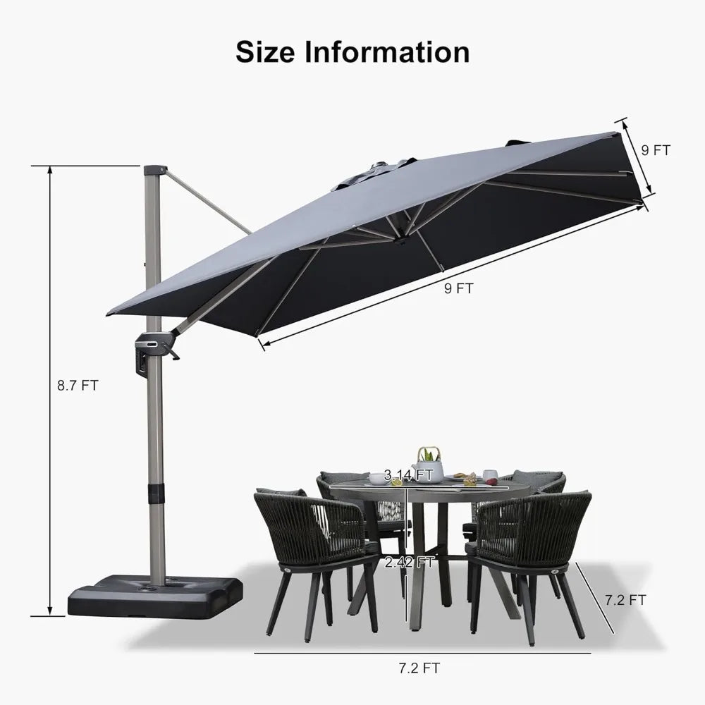 Patio Umbrella Outdoor Cantilever Aluminum Offset Umbrella