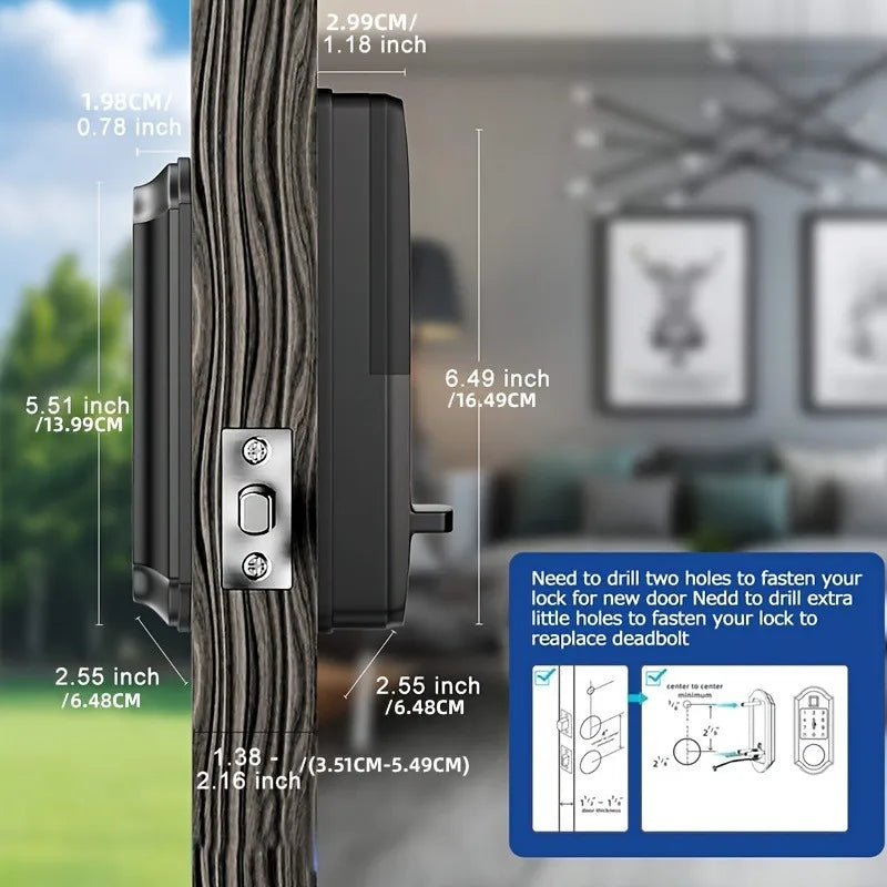 CIEPOJIT Smart Fingerprint Deadbolt Smart Door lock Electric Lock with Latch Auto Lock Key/Password/ TTLOCK APP