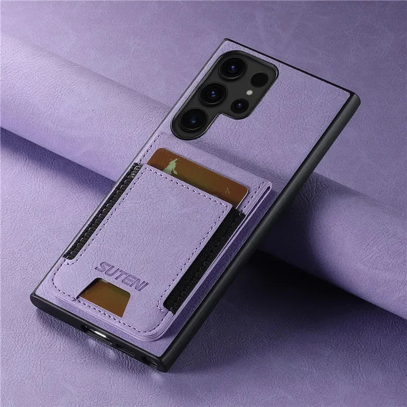 Luxury Shockproof Leather Wallet Flip Phone Case For Samsung S24 S23 S22Ultra Plus Magnetic Cover For Galaxy Note20 Ultra
