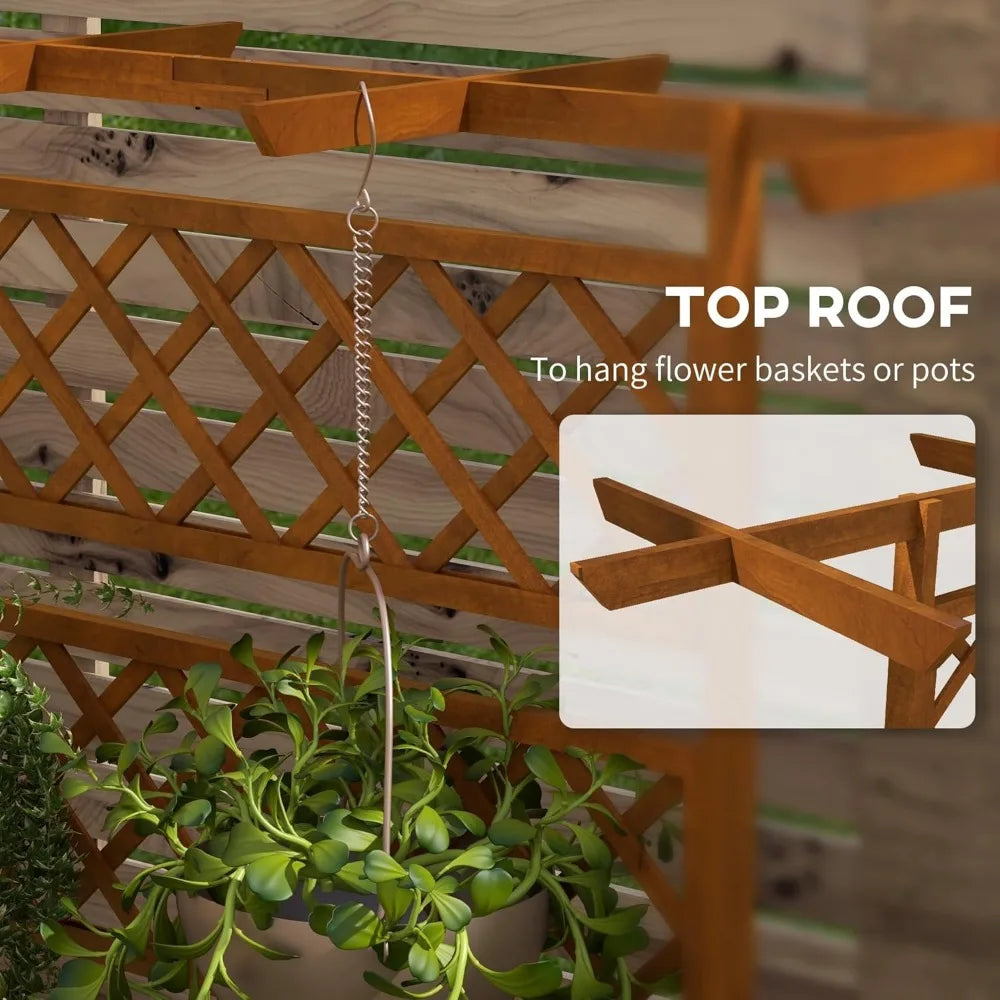 Wood Planter with Trellis, Raised Garden Bed Privacy Screen Planter Box for Climbing Plants, Vines, Vegetables