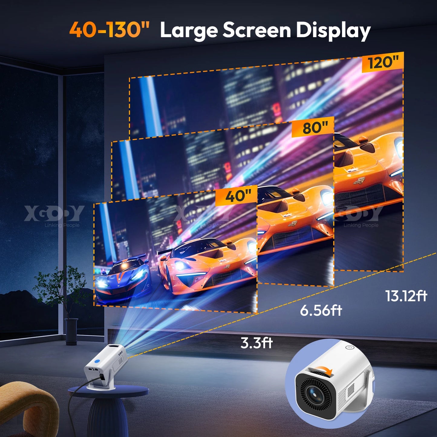 XGODY 2025 4K HD Mini Projector With 5G WiFi And BT 5.0 10000 Lumen Projector Home cinema Theater Automatic Keystone Correction