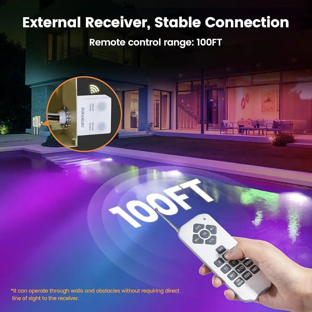 12V AC Pool Lights Color Changing LED Underwater Light with Remote Control 10 Inch Waterproof Durable Inground Pools