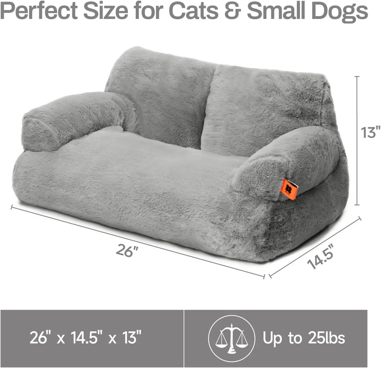 Mewoofun Pet Couch Bed 26x19 Washable Cat Beds Black White