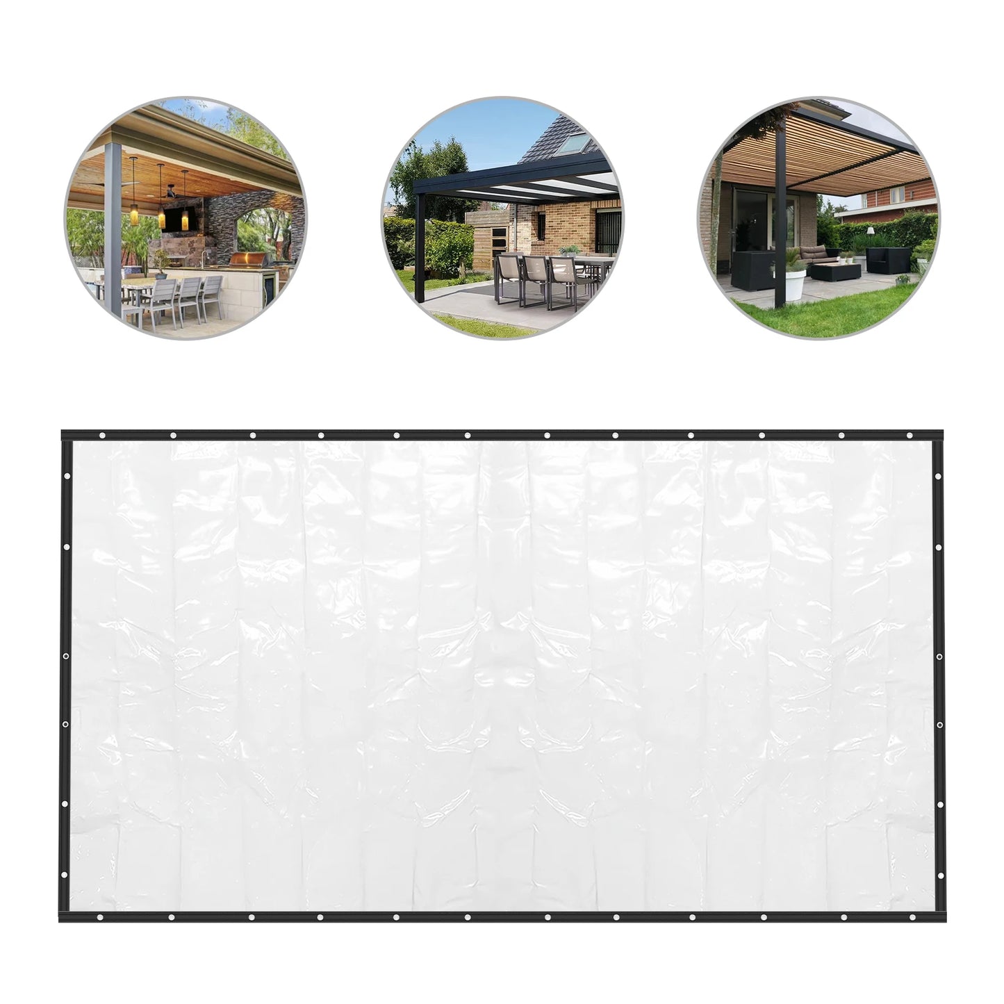 8*20ft Transparent PVC Tarpaulin Rainproof Garden Pergola Tarpaulin Curtain Balcony Windows Clear Tarp Rain Cover
